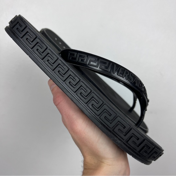 Versace Rubber Logo Platform Flip Flop Sandals - Picture 7 of 8